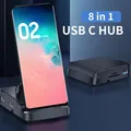 8 In 1 Type C HUB Docking Station Phone Stand Pad Station USB C To HDMI Dock With 15W Power Charger