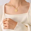 Japanese And Korean Style 2023 Autumn New Necklace Women'S Minority Design Touching Portrait Round