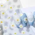 Autocollants 3D en relief doux pour décoration des ongles décalcomanies pour manucure marguerite