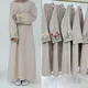 Abaya-Robe hijab brodée de fleurs pour femmes musulmanes vêtements islamiques poches latérales