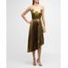 Irene Pleated Metallic High-low Midi Dress