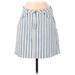 Ann Taylor LOFT Casual A-Line Skirt Knee Length: Blue Stripes Bottoms - Women's Size 4