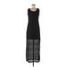 Xhilaration Casual Dress Scoop Neck Sleeveless: Black Solid Dresses - Women's Size Medium