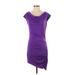 MICHAEL Michael Kors Casual Dress - Mini Cowl Neck Short sleeves: Purple Print Dresses - New - Women's Size Small