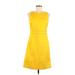 Tory Burch Casual Dress - A-Line High Neck Sleeveless: Yellow Solid Dresses - Women's Size 6