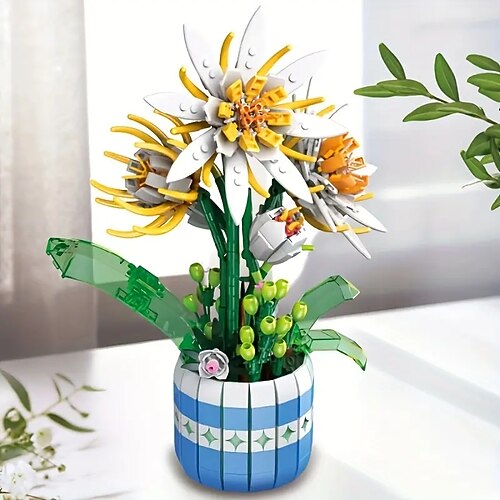 Weihnachtsgeschenke für Frauen Mama Sie Taschenlampenstrauß Blumentöpfe Bauklotzmodell Bildungs-Spielzeug Weihnachts-/Erntedankfest/Halloween/Geburtstagsgeschenke für sie Muttertagsgeschenke für Mama Image