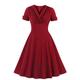 Retro Vintage 1950s Kleid A-Linie Kleid Swing-Kleid Mittag Damen Feste Farbe V Ausschnitt Party Verabredung Kleid