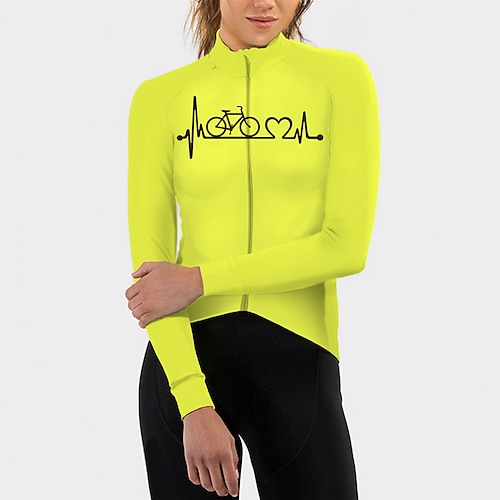 Damen Radtrikot Herz Grafik Lustig Langarm Fahhrad Trikot Oberteil mit 3 Gesäßtaschen Mountainbike MTB Straßenradsport Schnelltrocknend Reflektierende Streifen Rückentasche Feuchtigkeitsableitend Image