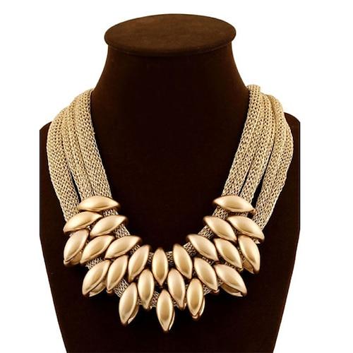 Lätzchen Halskette For Damen Party Besondere Anlässe Täglich Acryl Stoff Aleación Mehrlagig Gedreht Goldfarben