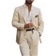 White Champagne Pink Men's Beach Wedding Linen Suits Solid Colored 2 Piece Fashion Daily Business Tailored Fit Single Breasted Two-buttons 2024