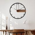 Wall Clock Metal Walnut Pointer Retro Simple Creative Light Luxury Nordic Wall Clock Home Kitchen Office Classroom School