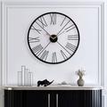 Silent Metal Skeleton Wall Clock Farmhouse Vintage Clock with Roman Numeral Non-Ticking Battery Operated Hanging Wall Clock for Home Kitchen Cafe Hotel Office Decor 60 cm