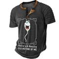 Cartoon Graphic Prints Fashion Basic Casual Men's 3D Print Henley Shirt Graphic Tee Raglan T Shirt Vintage Shirt Outdoor Daily Going out T shirt Black Blue Brown Short Sleeve Henley Shirt Spring