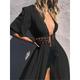 Women's White Dress Summer Dress Cover Up Long Dress Maxi Dress Lace up Hollow Out Vacation Beach A Line V Neck Half Sleeve Black White Blue Color