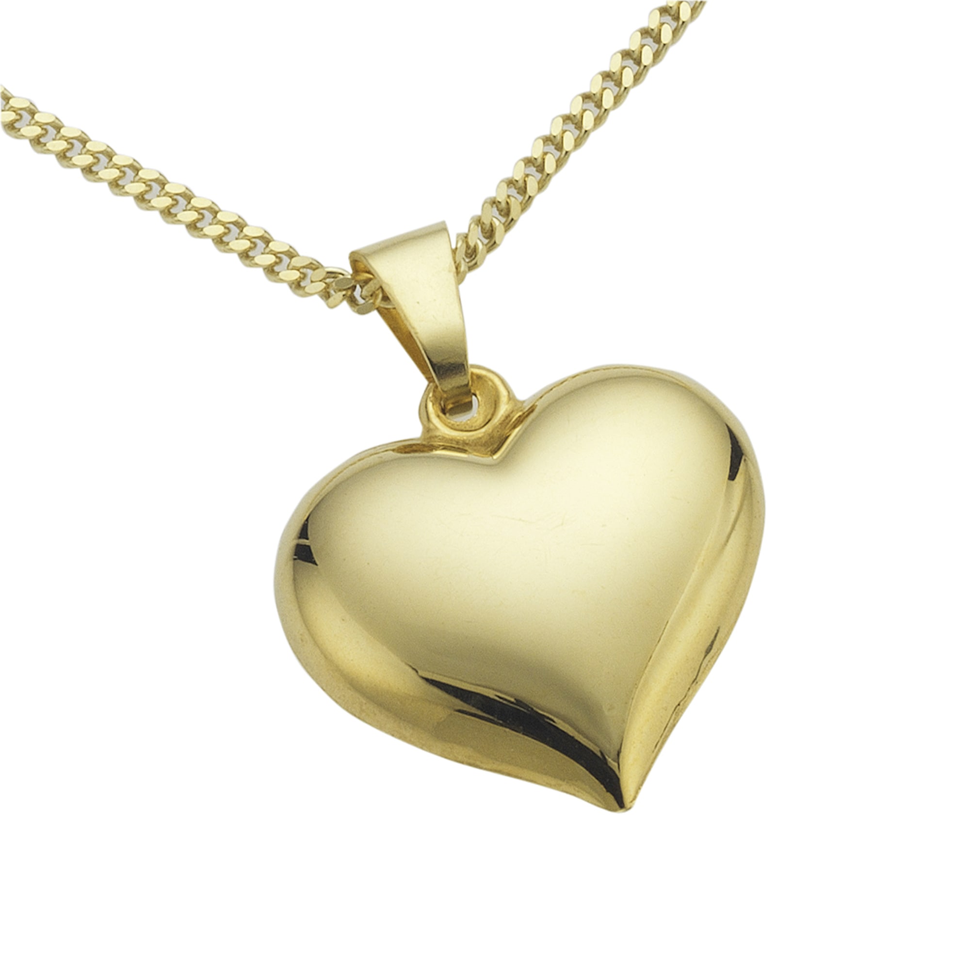 Kette mit Anhänger "Gold 333 Motiv Herz", gelb, FASCINATION BY ELLEN K., Halsketten, Damen, 45/42cm, Gold, L: 45 B: 15mm, glänzend, B:15mm