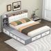 hanada Beds Vegan Leather Platform Bed Wood & /Upholstered/Faux leather in Brown/Gray | 39.4 H x 78.1 W x 86.8 D in | Wayfair Hada20237026