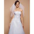 Two-tier Pencil Edge Wedding Veil Elbow Veils with Pearl 31.5 in (80cm) Tulle A-line, Ball Gown, Princess, Sheath / Column, Trumpet / Mermaid / Classic