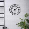 Large Wall Clocks for Home Decor Silent Non Ticking Decorative Metal Wall Clock Round Rustic Clock Battery Operated with Roman Numerals Clock for Living Room Kitchen Bedroom Office