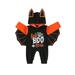 Diconna Baby Boy Girl Halloween Costumes Cute Long Sleeve Hoodie Romper Jumpsuit Bat My First Halloween Outfit Clothes