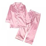 Autumn Long Sleeve Silk Pajamas Christmas Color Silk Pajamas