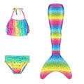 costumi da bagno delle ragazze dei capretti bikini 3-10 anni 3 pezzi costume da bagno a tre pezzi coda di sirena la sirenetta costumi da bagno gradiente senza maniche blu arcobaleno spiaggia rossa