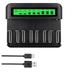 8 Bay Rechargeable Battery Charger with LCD Eye Protection Screenï¼ŒIntelligent Fast LCD Indicator USB Battery Charger For 1.2V AA AAA C D Size Ni-MH Batteries