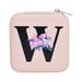 Tiezhimi Personalized Women s Jewelry Box Travel Jewelry Box English Alphabet Flower Jewelry Makeup Bag Gifts For Women Gifts For Friends