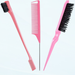 Brush Set of 3 Sleek Bun Brush for Sleek Braid Toupier Brush Set Bristles Brush Hair Sleek Braid Teasing Hair Brush Rat Tail Comb for Women Men Baby Children and Hairdressers Pink