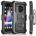 Galaxy S9 / S9 Plus Case Samsung Galaxy S9 Holster Clip [Tshell] Shock Absorbing [Coal Black] Secure Swivel Locking Belt Defender Heavy Full Body Kickstand Carrying Tank Armor Cases Cover