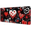 OWNTA Valentine s Day Love Hearts Pattern Rectangular Extended Desk Pad with Non-Slip Rubber Bottom Suitable for Home Office Desktop Mat Gaming Pad Gaming Mouse Pad