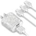 Bling USB Wall Charger with Charging Cable Fast Block for iPhone Android 3-in-1 Multi Charger Cable Micro USB Type C Multiple USB Cord with Crystal Decoration Cell Phone Accessories for Women Girls