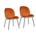 Everly Quinn Valorie Metal Back Side Chair in Orange Upholstered/Velvet/Metal in Black/Orange | 35 H x 22 W x 26 D in | Wayfair