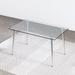 Wrought Studio™ Modern Minimalist Dining Table w/ Tempered Glass Tabletop Metal in Gray | 29.89 H x 31.59 W x 51.29 D in | Wayfair