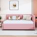 Latitude Run® Upholstered Daybed w/ Trundle Sofa Bed Frame No Box Spring Needed, Linen Fabric Upholstered in Pink | Wayfair