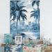 Wrought Studio™ Vintage Palm Trees Shadows I - Palms & Palm Trees Wall Art Living Room Plastic in Blue | 44 H x 34 W x 1.5 D in | Wayfair