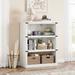 Millwood Pines Farmhouse Book Shelf w/ Storage, Open Display Bookshelves, Wooden Bookcase For Living Room in White | Wayfair