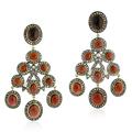 Women's Gold / Yellow / Orange 18K Gold & 925 Sterling Silver With Garnet Pave Diamond Chandelier Earrings Jewelry Artisan