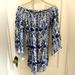 Lilly Pulitzer Tops | Lilly Pulitzer Ikat Off Shoulder Dress/Tunic Size Xxs | Color: Blue/White | Size: Xxs