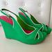 Lilly Pulitzer Shoes | Lilly Pulitzer Green Pink Preppy Summer Sandal Wedge Heels Shoes Size 7.5 Euc | Color: Green/Pink | Size: 7.5