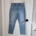 American Eagle Outfitters Jeans | American Eagle Outfitters Curvy Mom Jean Distressed Denim Jeans - Size 10 | Color: Blue | Size: 10