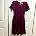 Lularoe Dresses | Lula Roe Purple Red Floral Print Stretch Pocket Short Sleeve Casual Dress Size S | Color: Purple/Red | Size: Xs