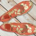 Tory Burch Shoes | Euc Tory Burch Tropical Floral Print Coral/Sage/Cream Espadrille Flats. Size 7. | Color: Cream/Red | Size: 7