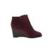 Lucky Brand Ankle Boots: Burgundy Solid Shoes - Women's Size 6 1/2 - Almond Toe