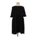 Terra & Sky Casual Dress - Shift High Neck 3/4 sleeves: Black Print Dresses - Women's Size 0X