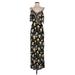 Xhilaration Casual Dress V Neck Sleeveless: Black Floral Dresses - Women's Size Small