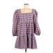 Nasty Gal Inc. Casual Dress - Mini Square 3/4 sleeves: Purple Print Dresses - Women's Size 6