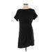 Alya Casual Dress - Mini Crew Neck Short sleeves: Black Solid Dresses - Women's Size 2X-Small
