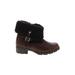 Ugg Australia Ankle Boots: Winter Boots Chunky Heel Boho Chic Burgundy Shoes - Women's Size 8 1/2 - Round Toe