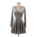 Forever 21 Casual Dress - Wrap: Silver Marled Dresses - Women's Size Medium