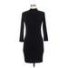 Forever 21 Casual Dress - Bodycon Mock 3/4 sleeves: Black Solid Dresses - Women's Size Medium